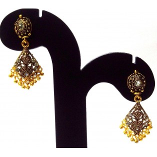 Golden Oxidized Earrings Jhumka Jhumki Ethnic Imitation Jewelry Drop Dangle EA90